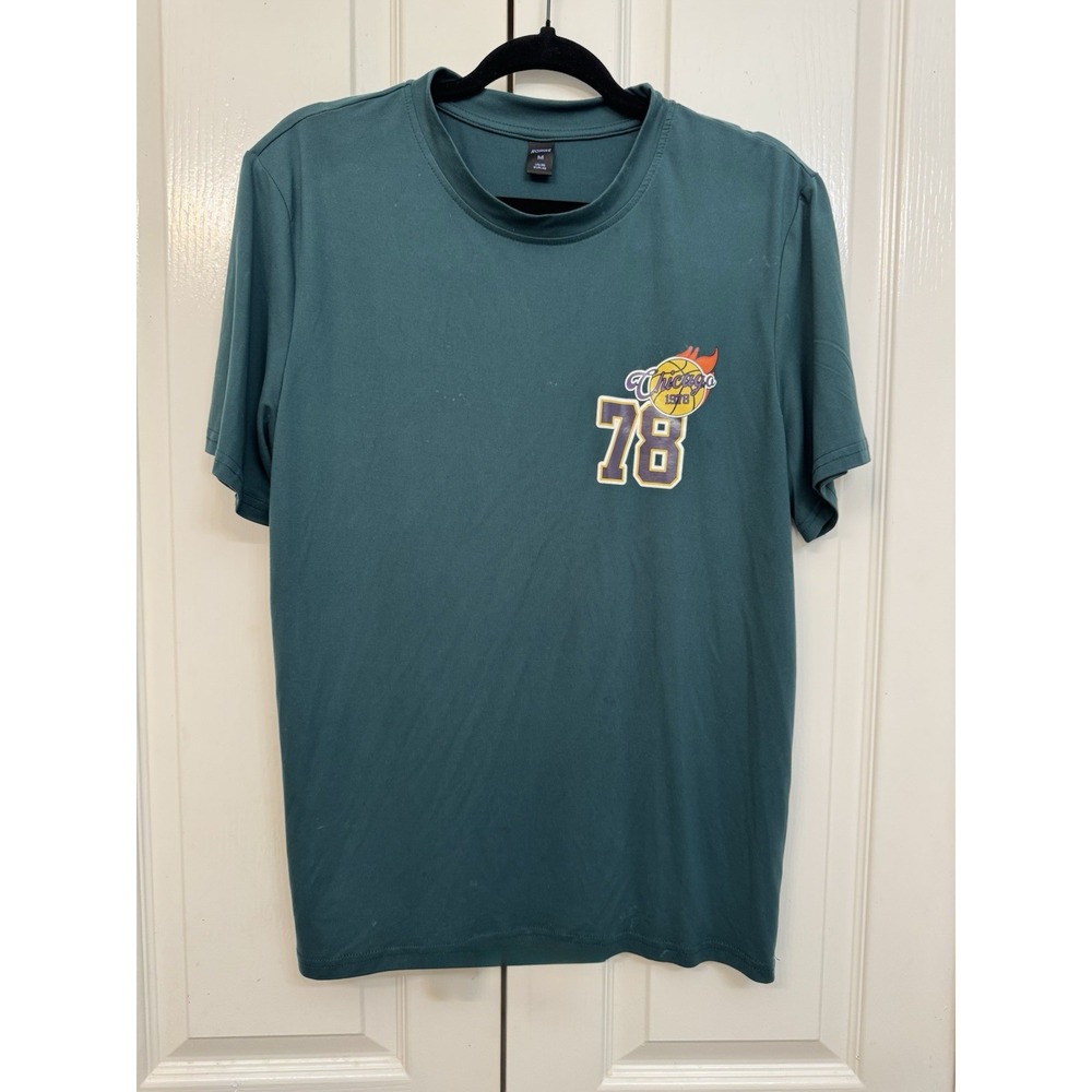 Romwe Tshirt Chicago 1978 Basketball-All Around the World USA Teal Mens Medium